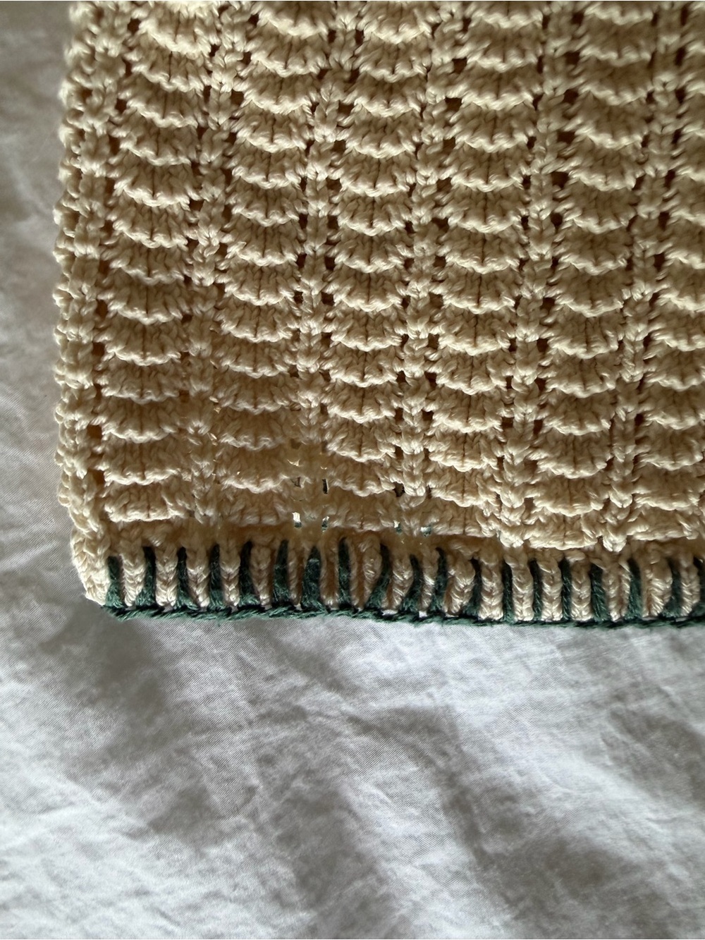 Zara Kids Crochet Knit Polo Cream Green Stitch 18M 86cm - Picture 4 of 5
